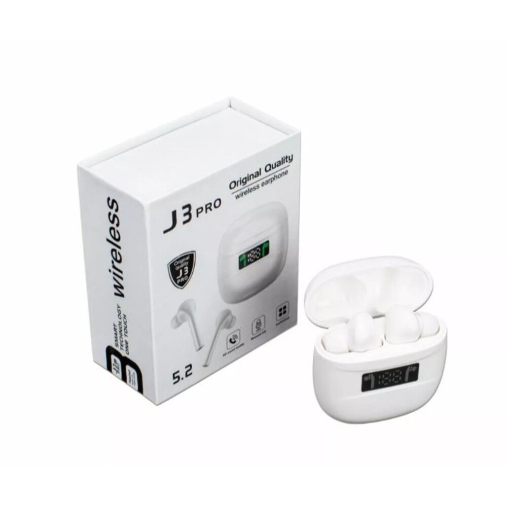 J3 Pro TWS Smart Stereo Earphone LED Display Bluetooths 5.2 Wireless Earbuds